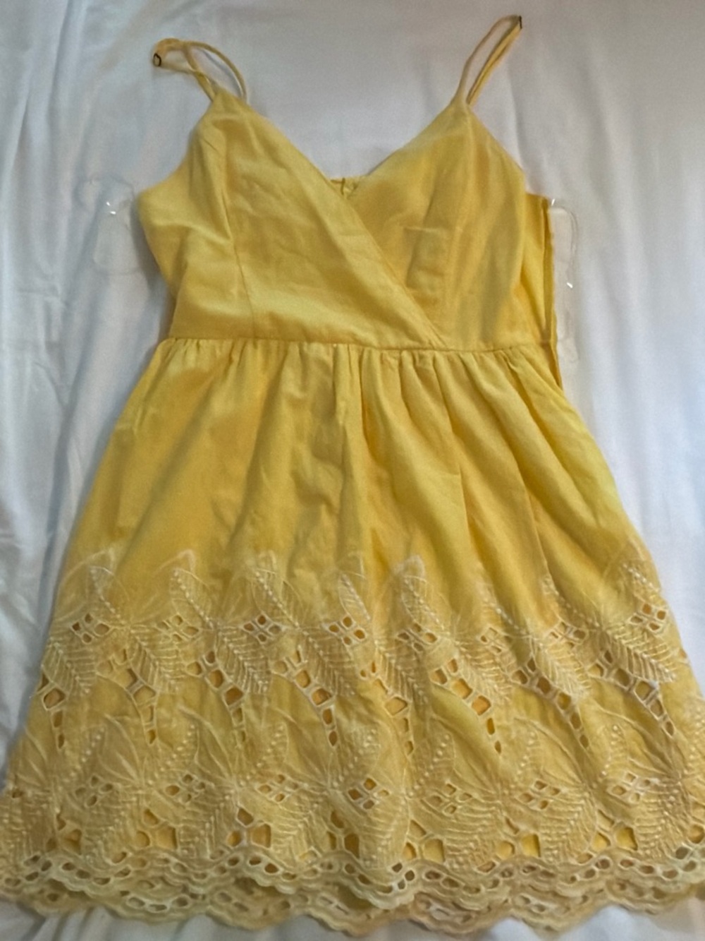 Altar'd State Yellow Eyelet Mini Sundress